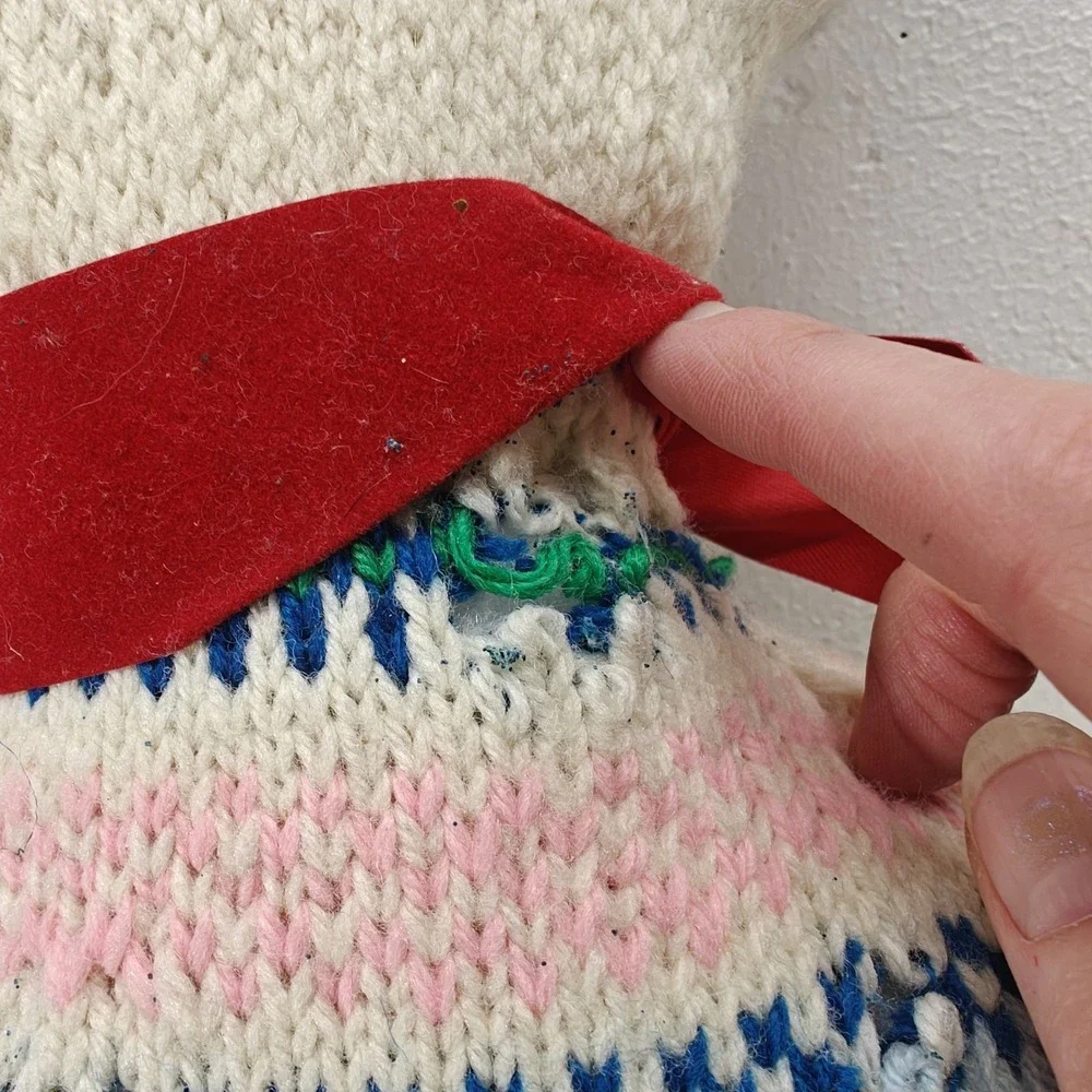 VTG Homemade Knitted‎ Cat Doll Pillow